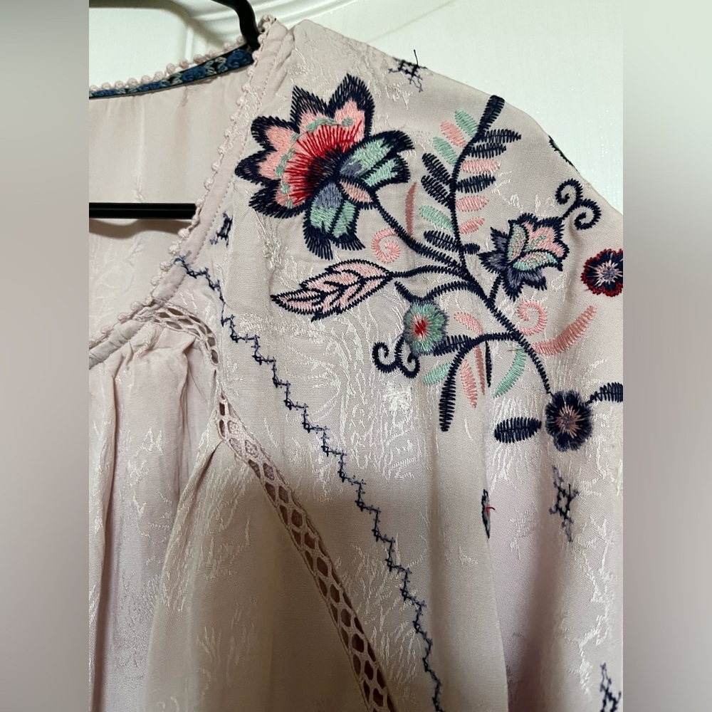 Knox Rose Floral Embroidered Blouse - Pink and Blue - Picture 3 of 5